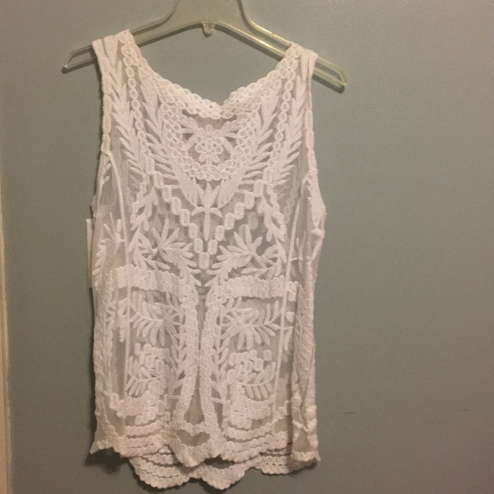 Sheer white lace top